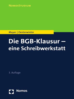 cover image of Die BGB-Klausur – eine Schreibwerkstatt